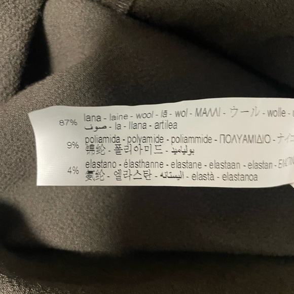 NWT Zara wool blend gathered dress with long sleeves. Dark olive/brown. Small - Picture 13 of 14